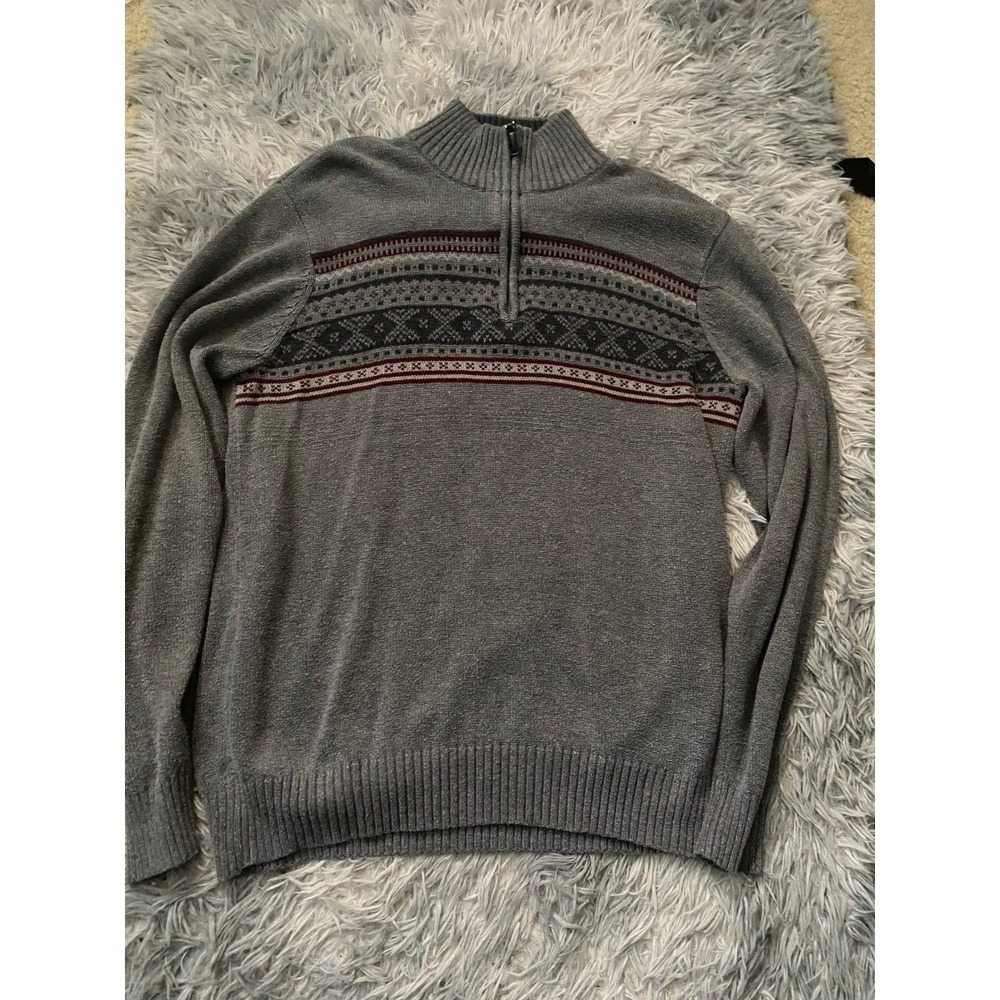 Tricots St Raphael Men's Sweater Medium Gray 1/4 Zip Mock Neck Knit
